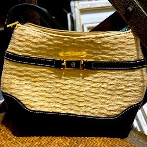 Aigner small “straw” summer fall bag. man made materials.